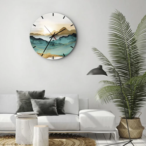 Wall clock - Clock on glass - On the Verge of Abstract - Landscape - 30x30 cm