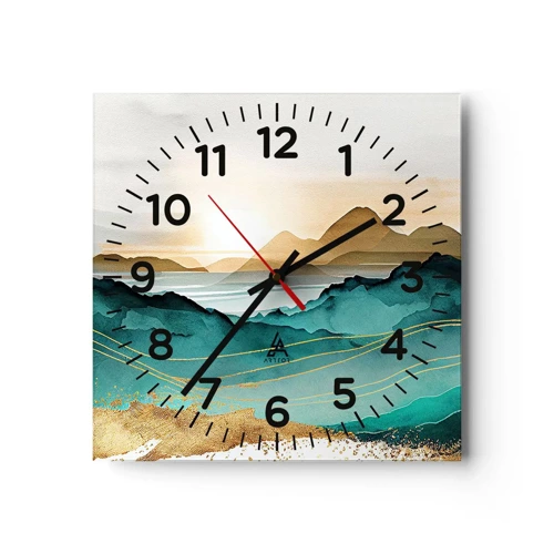 Wall clock - Clock on glass - On the Verge of Abstract - Landscape - 40x40 cm