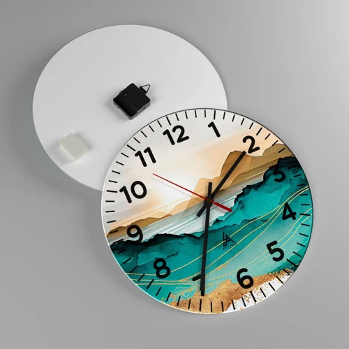 Wall clock - Clock on glass - On the Verge of Abstract - Landscape - 40x40 cm