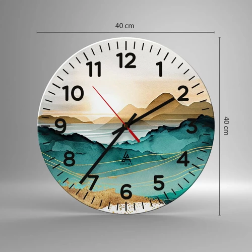 Wall clock - Clock on glass - On the Verge of Abstract - Landscape - 40x40 cm