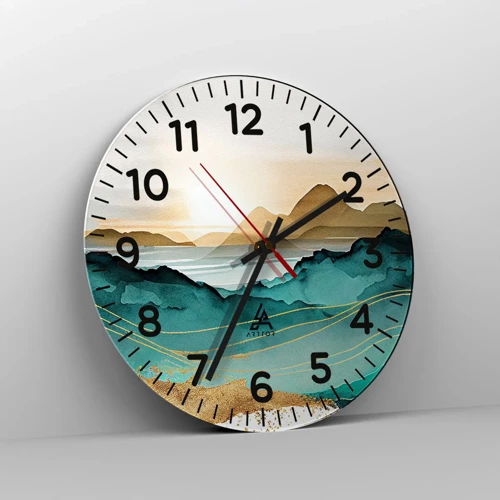 Wall clock - Clock on glass - On the Verge of Abstract - Landscape - 40x40 cm