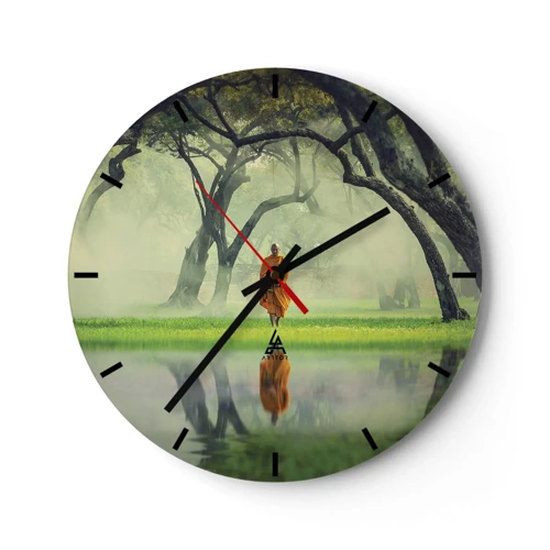 Wall clock - Clock on glass - On the Way to Enlightenment - 30x30 cm