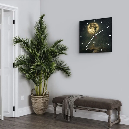 Wall clock - Clock on glass - One that Stole the Moon - 30x30 cm