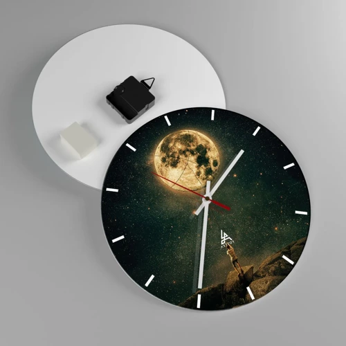 Wall clock - Clock on glass - One that Stole the Moon - 30x30 cm