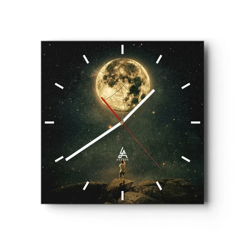 Wall clock - Clock on glass - One that Stole the Moon - 40x40 cm