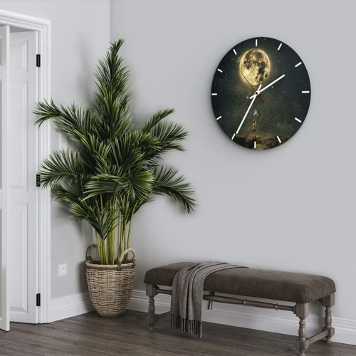 Wall clock - Clock on glass - One that Stole the Moon - 40x40 cm