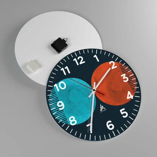 Wall clock - Clock on glass - Only Geometry? - 40x40 cm