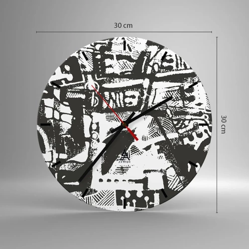 Wall clock - Clock on glass - Order or Chaos? - 30x30 cm