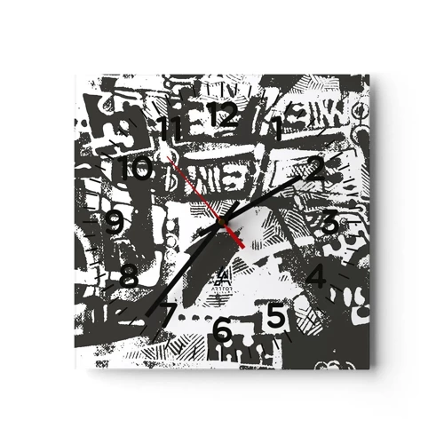 Wall clock - Clock on glass - Order or Chaos? - 40x40 cm