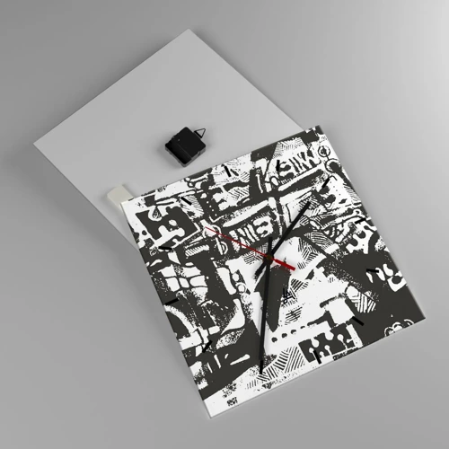 Wall clock - Clock on glass - Order or Chaos? - 40x40 cm