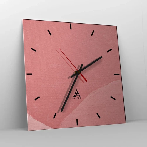 Wall clock - Clock on glass - Organic Composition In Pink - 30x30 cm