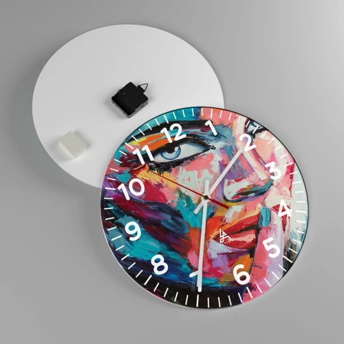 Wall clock - Clock on glass - Our First Secret - 40x40 cm