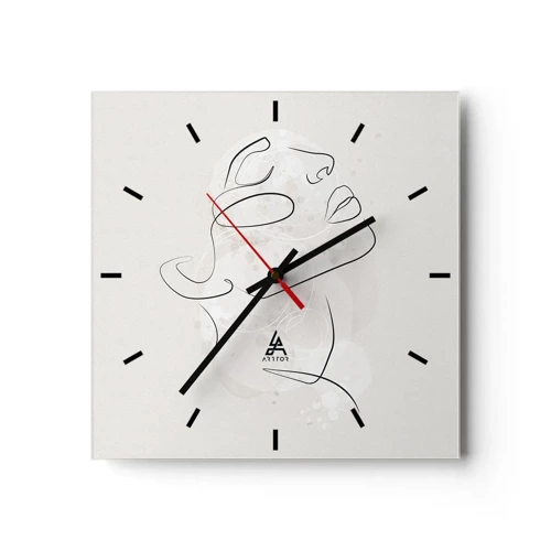 Wall clock - Clock on glass - Outline of Happiness - 30x30 cm