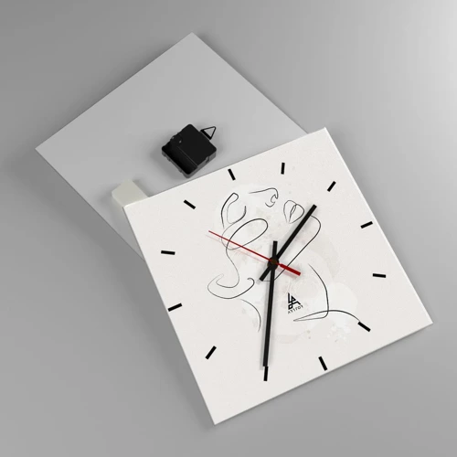 Wall clock - Clock on glass - Outline of Happiness - 30x30 cm