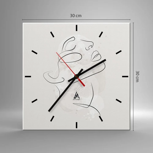 Wall clock - Clock on glass - Outline of Happiness - 30x30 cm