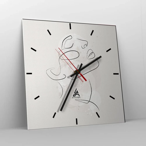 Wall clock - Clock on glass - Outline of Happiness - 30x30 cm