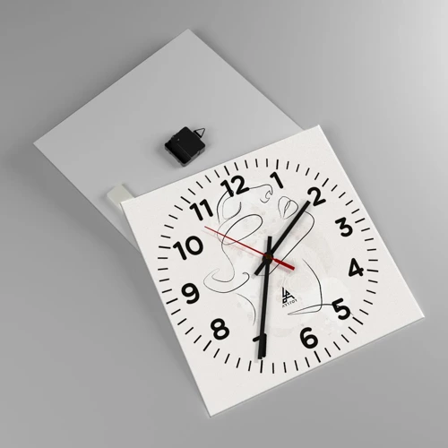 Wall clock - Clock on glass - Outline of Happiness - 40x40 cm