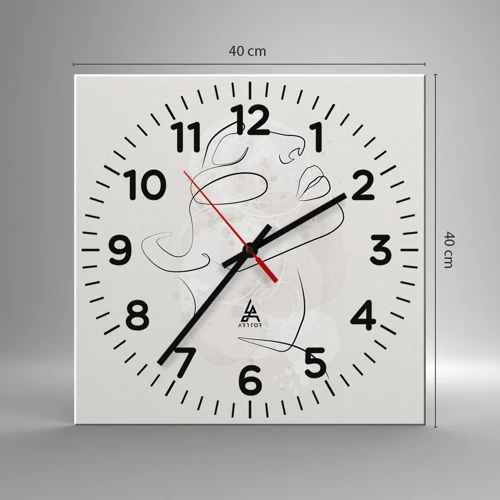 Wall clock - Clock on glass - Outline of Happiness - 40x40 cm