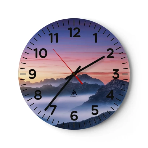 Wall clock - Clock on glass - Over the Valleys - 30x30 cm