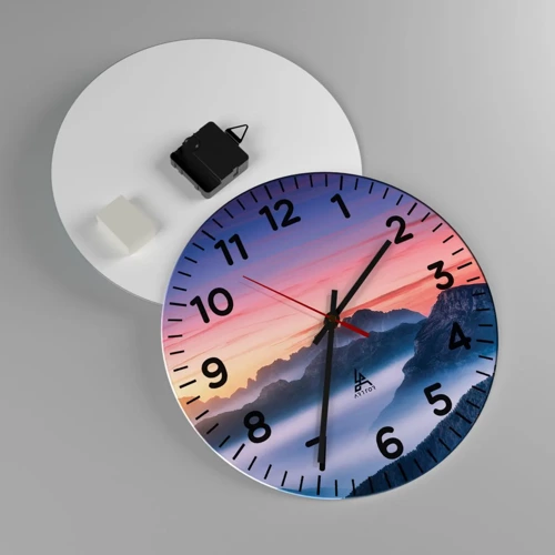 Wall clock - Clock on glass - Over the Valleys - 30x30 cm