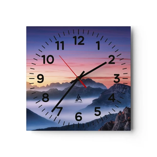 Wall clock - Clock on glass - Over the Valleys - 40x40 cm