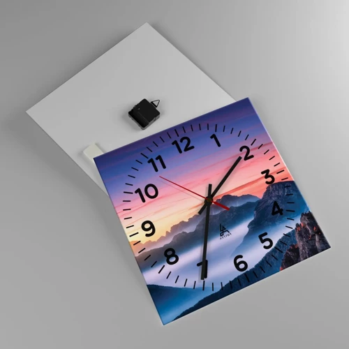 Wall clock - Clock on glass - Over the Valleys - 40x40 cm