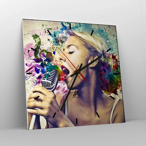 Wall clock - Clock on glass - Painting the World with One's Voice - 30x30 cm