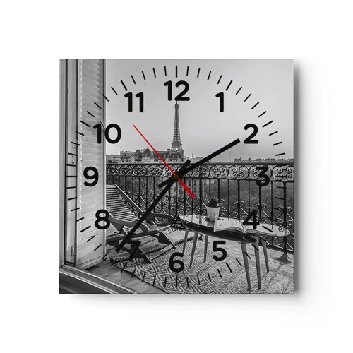 Wall clock - Clock on glass - Parisian Afternoon - 30x30 cm