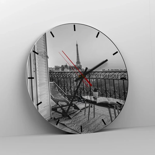 Wall clock - Clock on glass - Parisian Afternoon - 30x30 cm