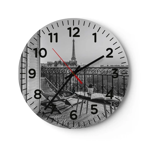 Wall clock - Clock on glass - Parisian Afternoon - 40x40 cm