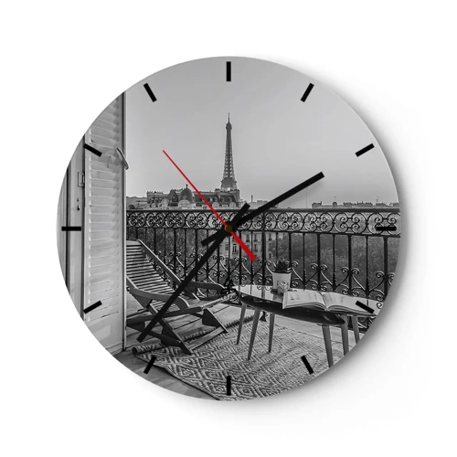 Wall clock - Clock on glass - Parisian Afternoon - 40x40 cm