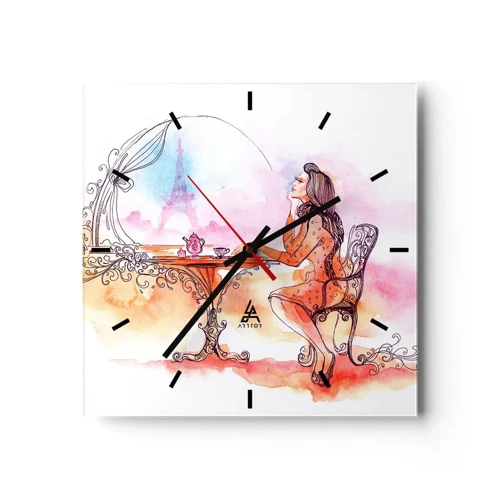 Wall clock - Clock on glass - Parisian Chic - 30x30 cm