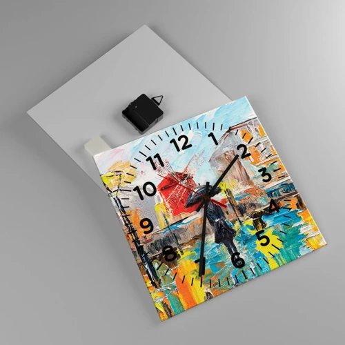 Wall clock - Clock on glass - Parisian Legends - 30x30 cm