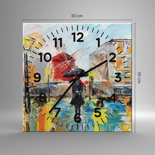 Wall clock - Clock on glass - Parisian Legends - 30x30 cm