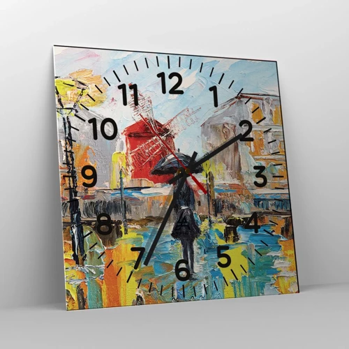 Wall clock - Clock on glass - Parisian Legends - 30x30 cm