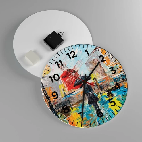 Wall clock - Clock on glass - Parisian Legends - 30x30 cm