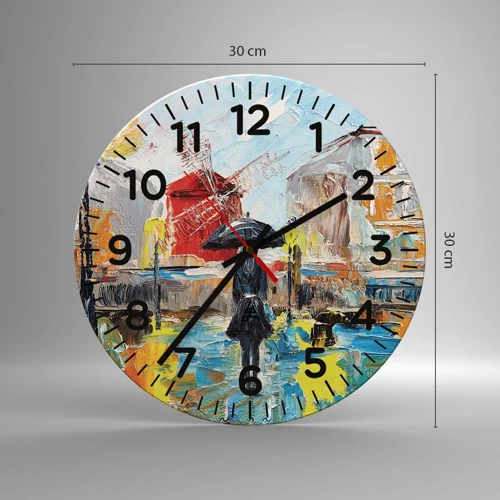 Wall clock - Clock on glass - Parisian Legends - 30x30 cm