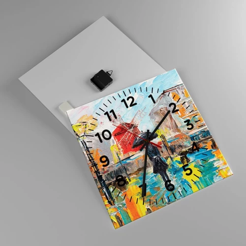 Wall clock - Clock on glass - Parisian Legends - 40x40 cm