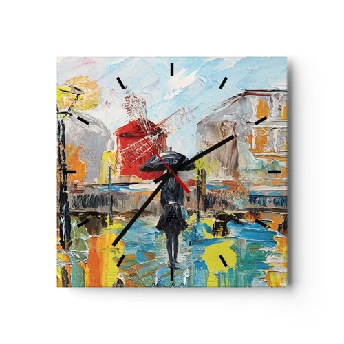 Wall clock - Clock on glass - Parisian Legends - 40x40 cm