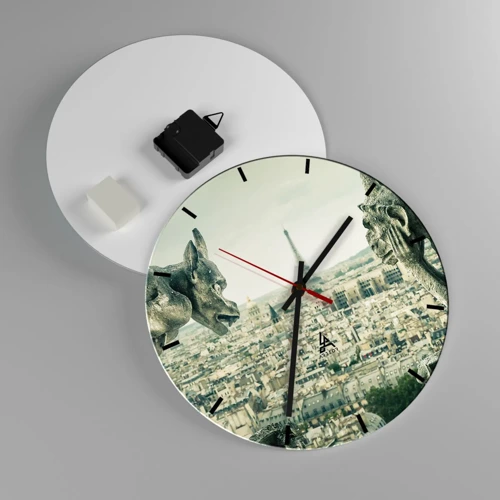 Wall clock - Clock on glass - Parisian Talks - 30x30 cm