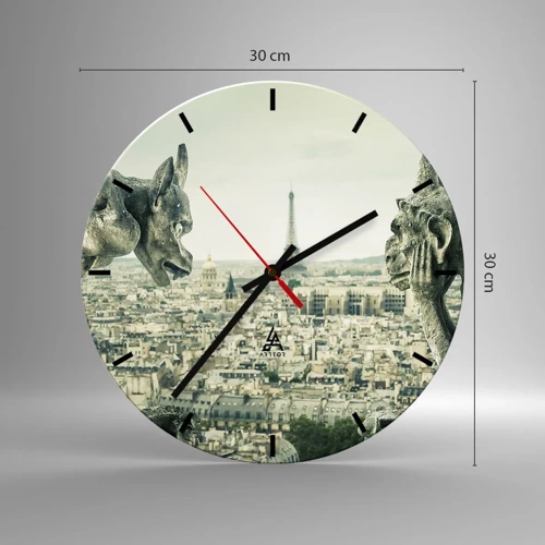 Wall clock - Clock on glass - Parisian Talks - 30x30 cm