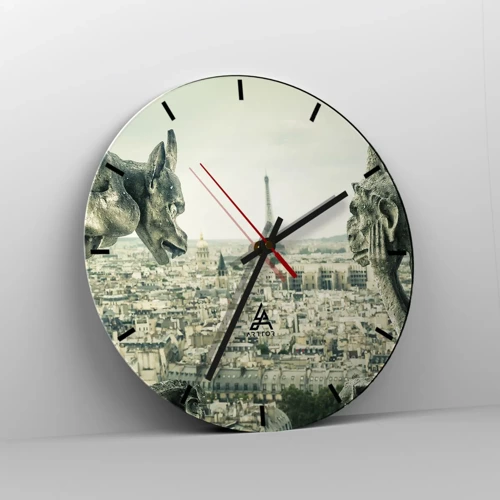 Wall clock - Clock on glass - Parisian Talks - 30x30 cm