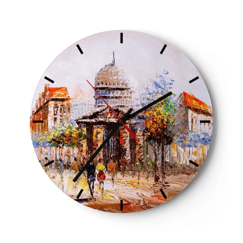 Wall clock - Clock on glass - Parisian Walk - 30x30 cm