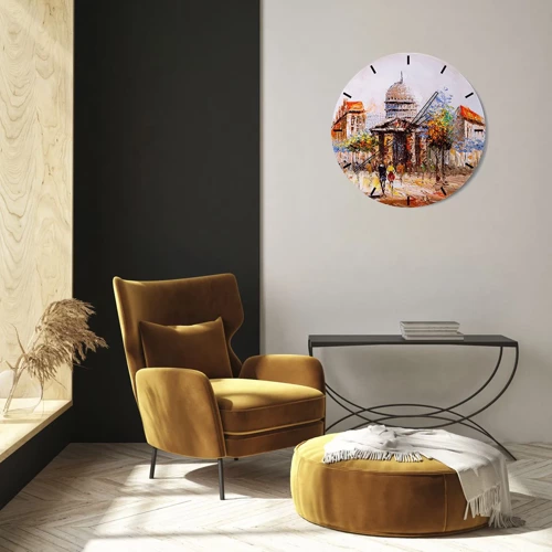 Wall clock - Clock on glass - Parisian Walk - 30x30 cm