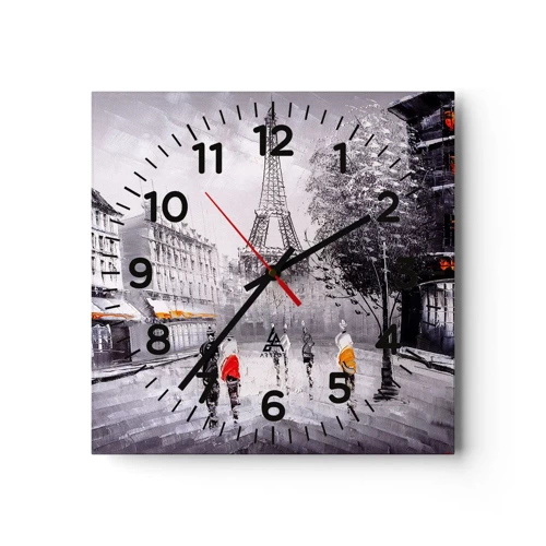 Wall clock - Clock on glass - Parisian Walk - 40x40 cm