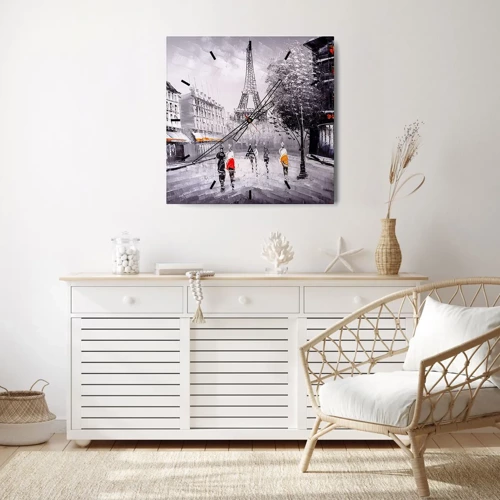 Wall clock - Clock on glass - Parisian Walk - 40x40 cm