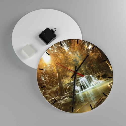 Wall clock - Clock on glass - Park Cascade - 30x30 cm