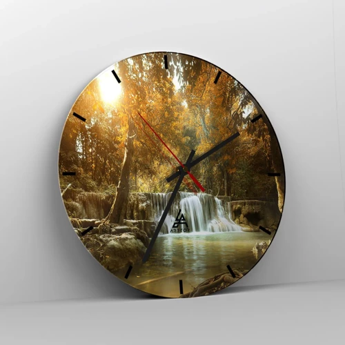 Wall clock - Clock on glass - Park Cascade - 30x30 cm