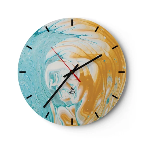 Wall clock - Clock on glass - Pastel Swirl - 30x30 cm