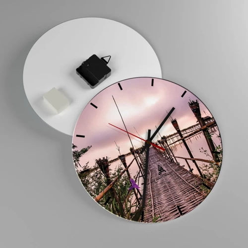 Wall clock - Clock on glass - Peace and Quiet of Asia - 30x30 cm